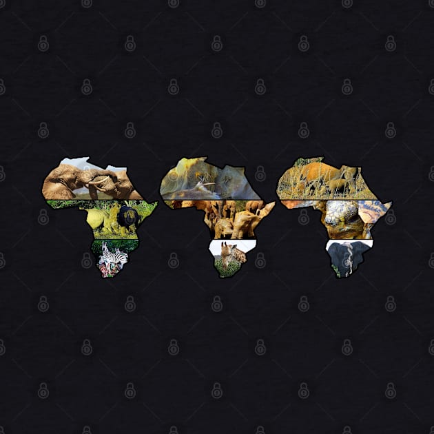 African Wildlife Continent Collage Trio by PathblazerStudios